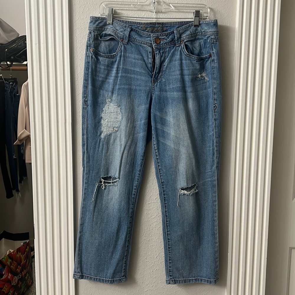 American Rag Blue Jeans- Juniors | Style: Distressed Cropped2 | Size:11 *Vintage